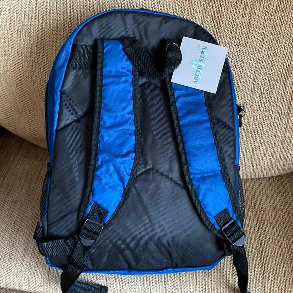 NWT Arctic Star backpack blue w/ front pocket zip padded back mesh side pockets